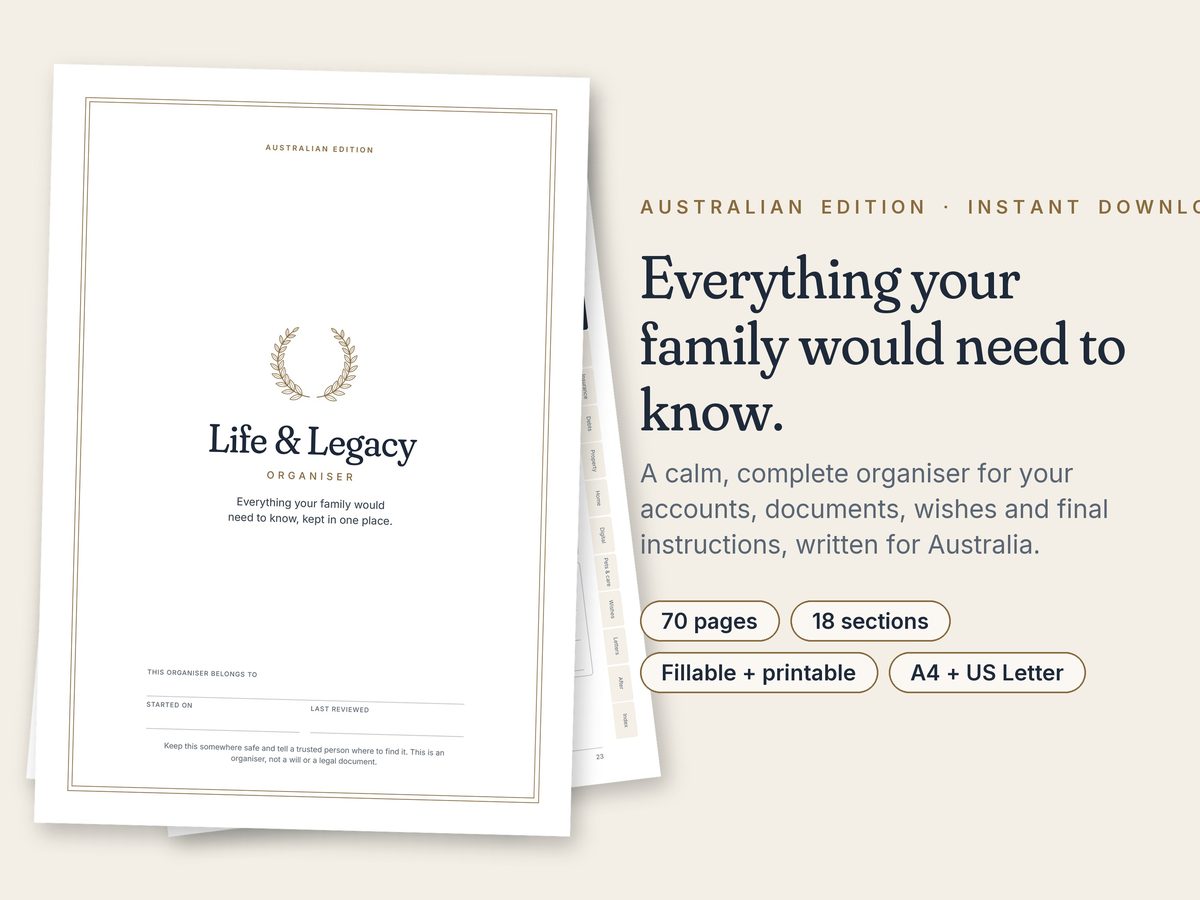 Life & Legacy Organiser (Australia) pages