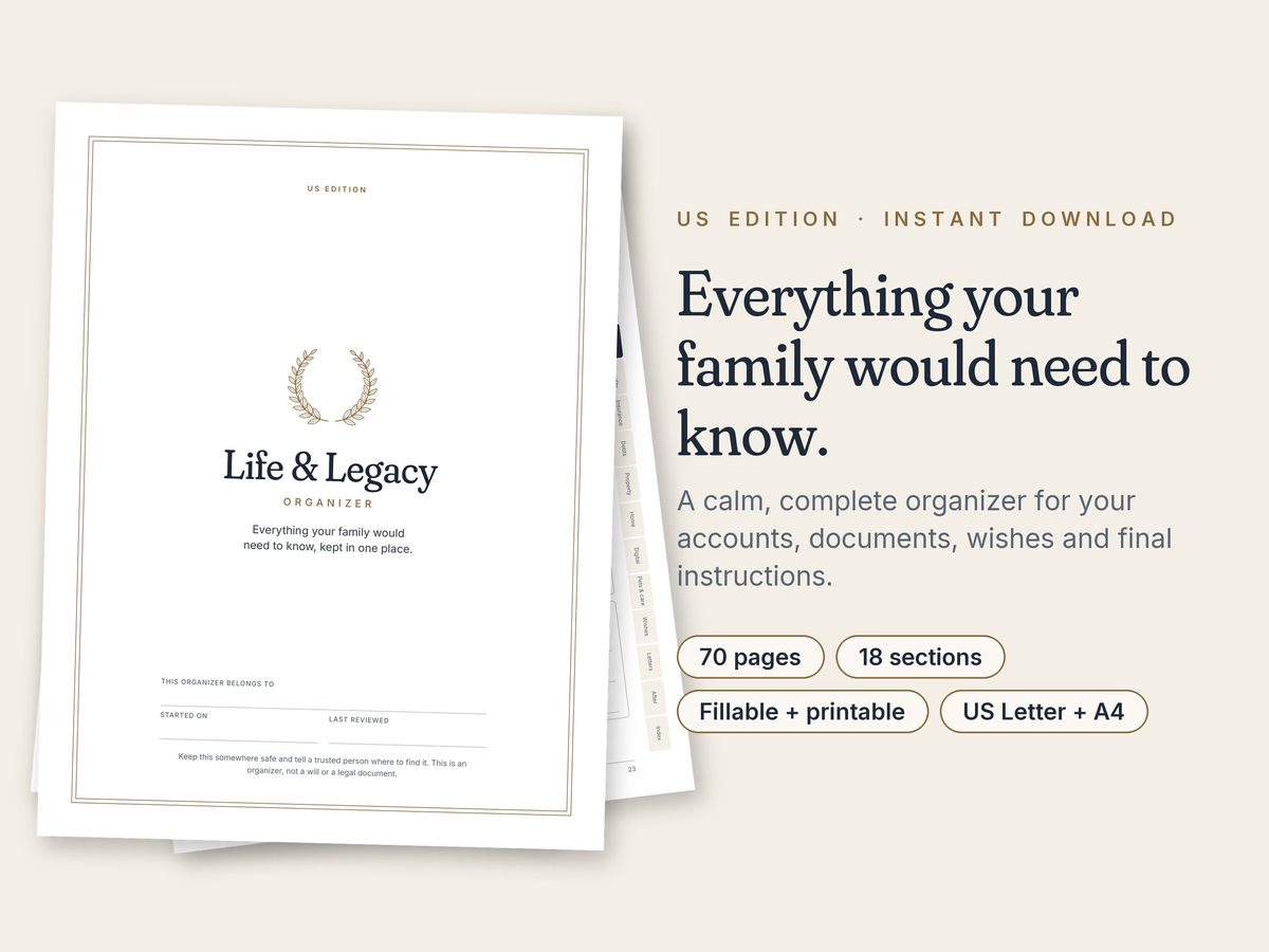 Life & Legacy Organizer (US) pages