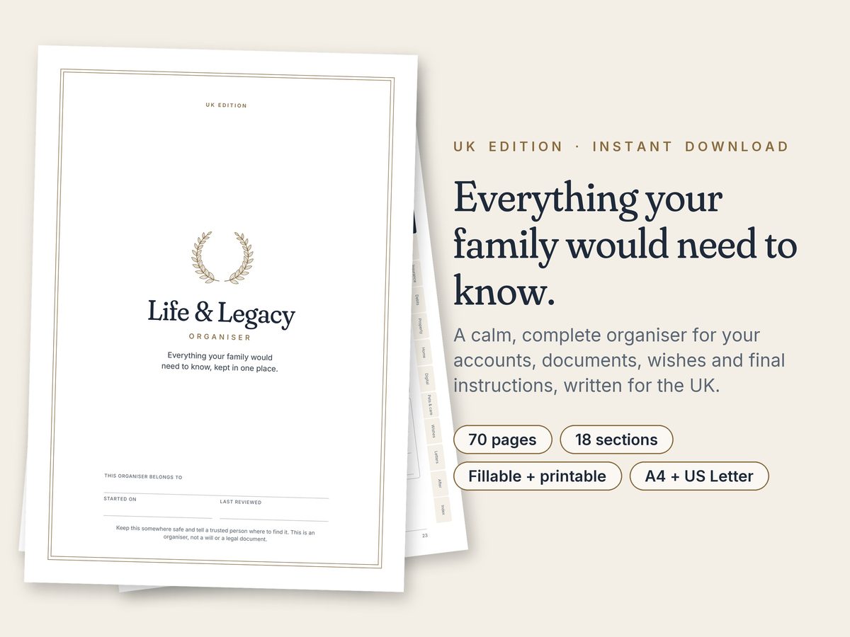 Life & Legacy Organiser (UK) pages